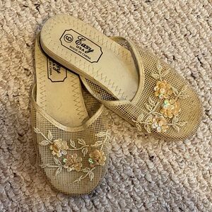 Women's Gold Embellished Slip-On Shoes